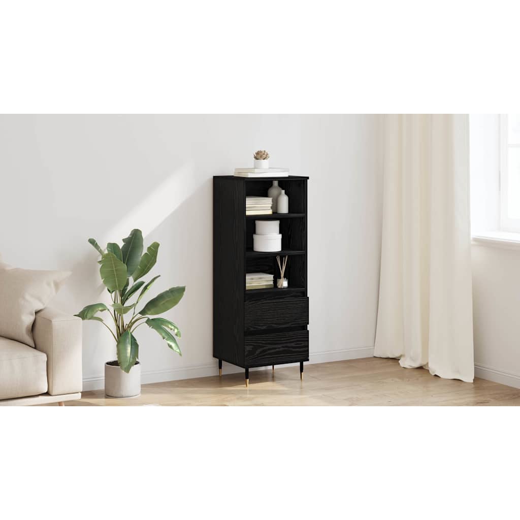 Highboard med skuffe Sort eg 40 x 36 x 110 cm Konstrueret træ