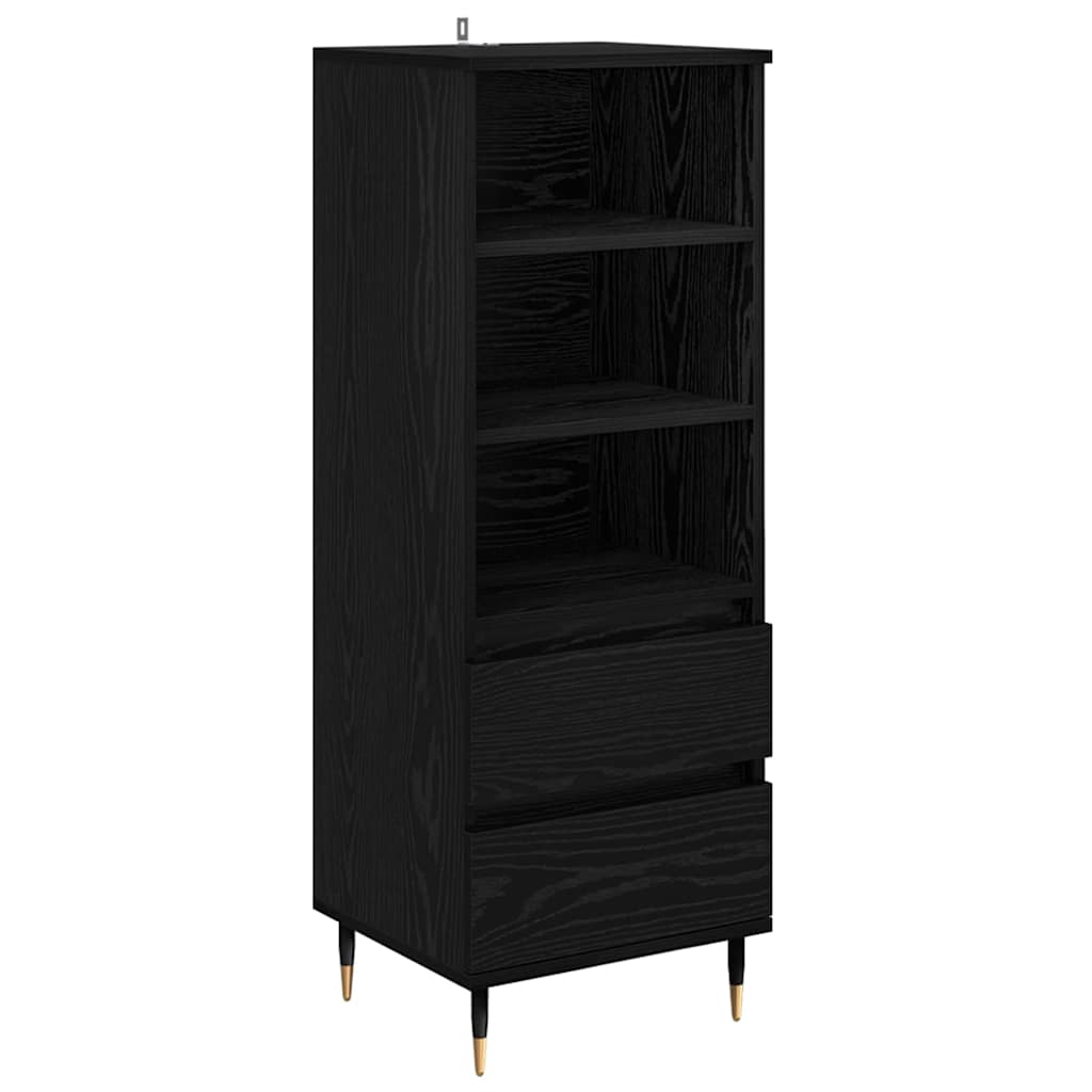 Highboard med skuffe Sort eg 40 x 36 x 110 cm Konstrueret træ