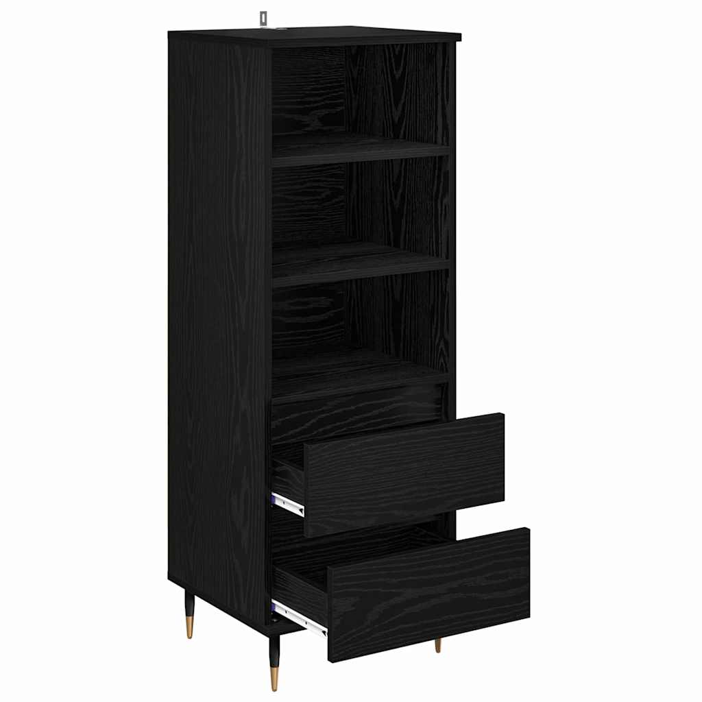 Highboard med skuffe Sort eg 40 x 36 x 110 cm Konstrueret træ