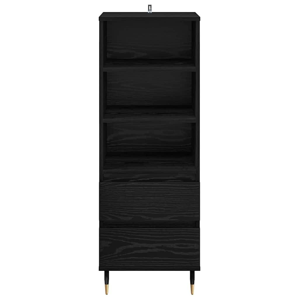 Highboard med skuffe Sort eg 40 x 36 x 110 cm Konstrueret træ