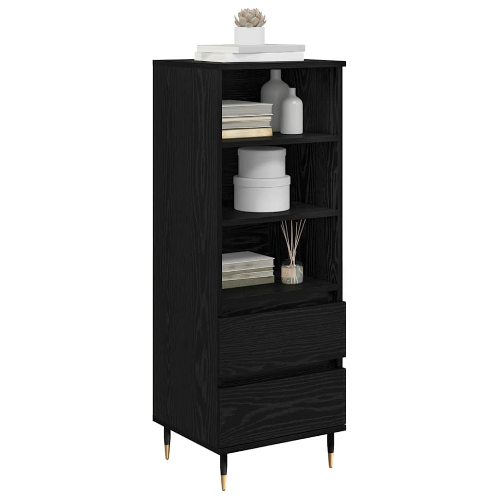 Highboard med skuffe Sort eg 40 x 36 x 110 cm Konstrueret træ