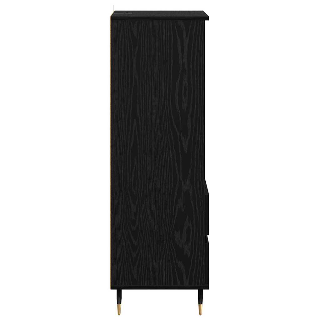 Highboard med skuffe Sort eg 40 x 36 x 110 cm Konstrueret træ