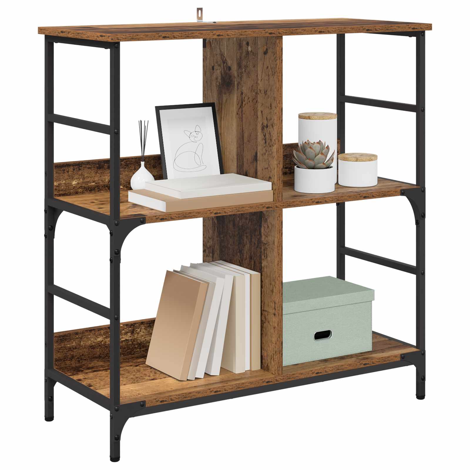 Bogreol Gammelt træ 78,5 x 33 x 82 cm Konstrueret træ billede