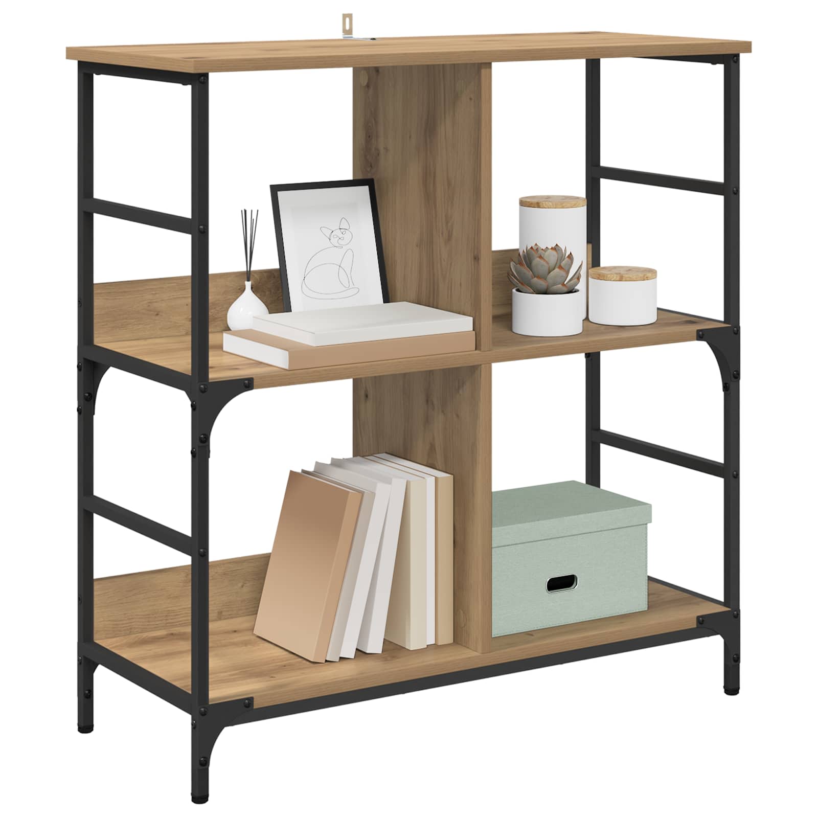 Bogreol artisan eg 78,5 x 33 x 82 cm Konstrueret træ billede