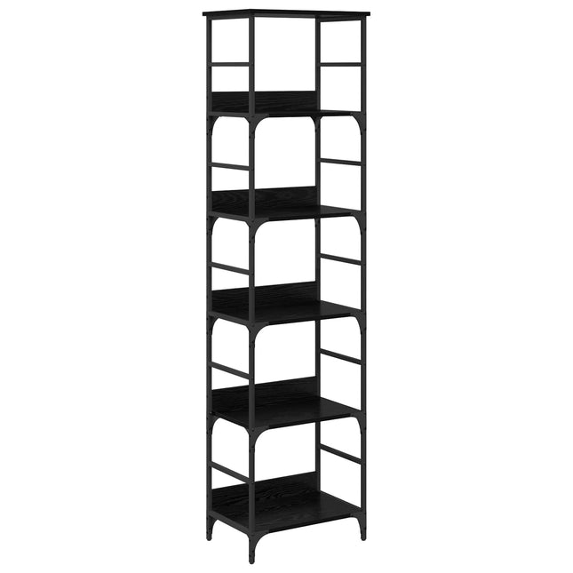 Bogreol 5 niveauer 50 x 33 x 188,5 cm Konstrueret træ Sort eg