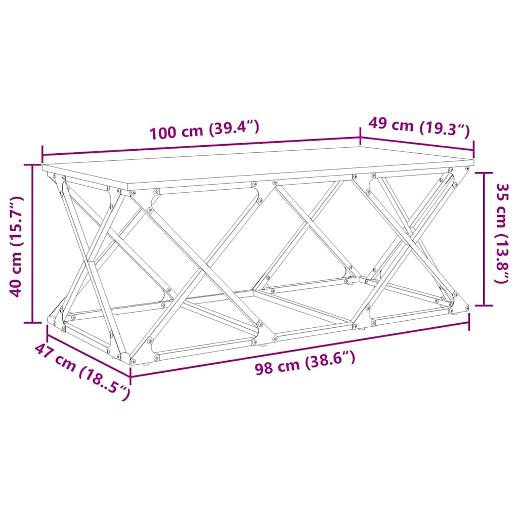 Sofabord Sort eg 100 x 49 x 40 cm Konstrueret træ