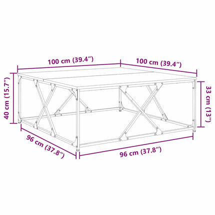 Sofabord Gammelt træ 100 x 100 x 40 cm Konstrueret træ