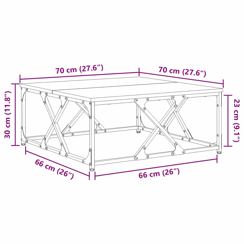 Sofabord Sort eg 70 x 70 x 30 cm Konstrueret træ