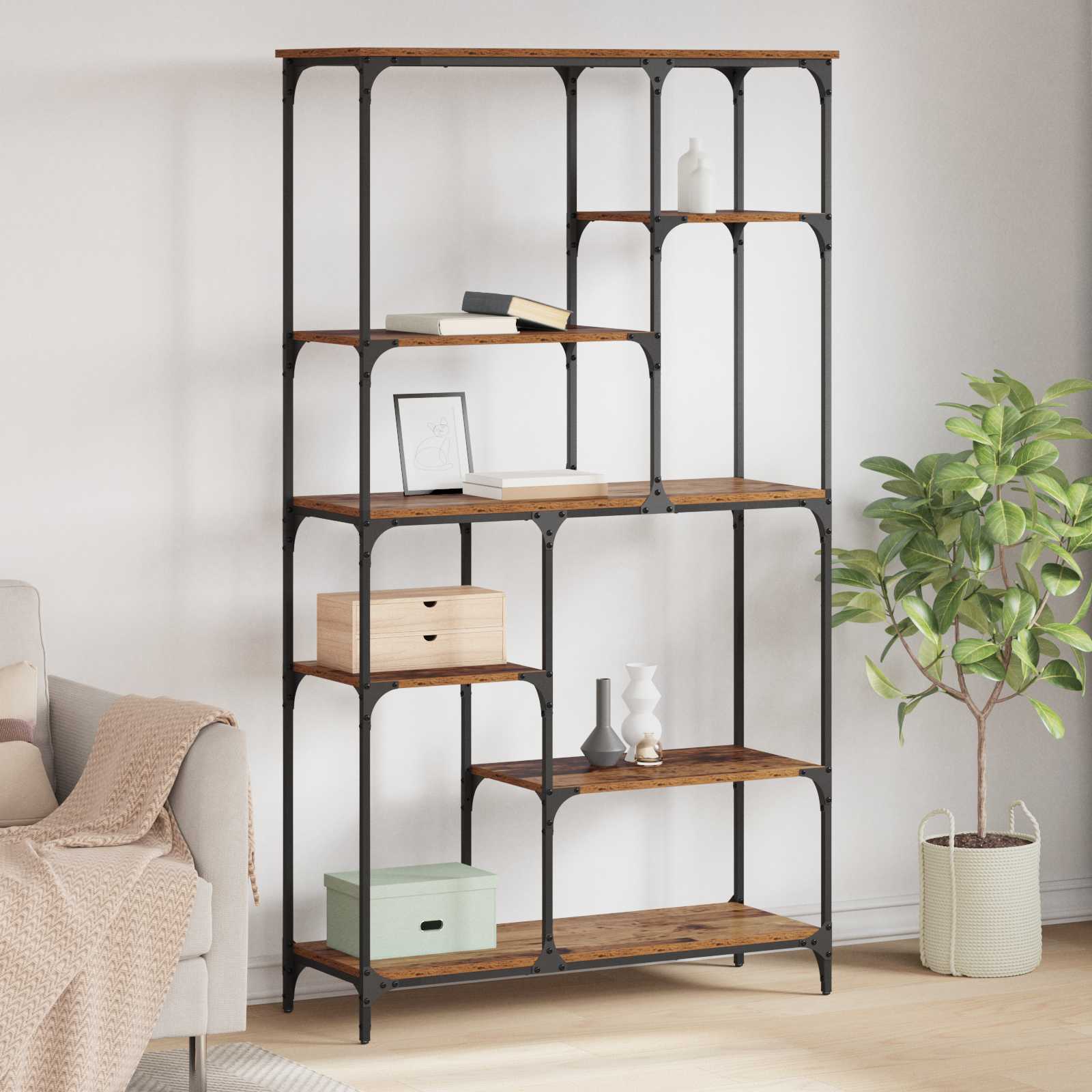 Bogreol 5 niveauer 99 x 35,5 x 176 cm Konstrueret træ billede