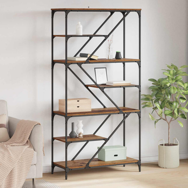 Bogreol 9 niveauer 91 x 36 x 176 cm Konstrueret træ Gammelt træ