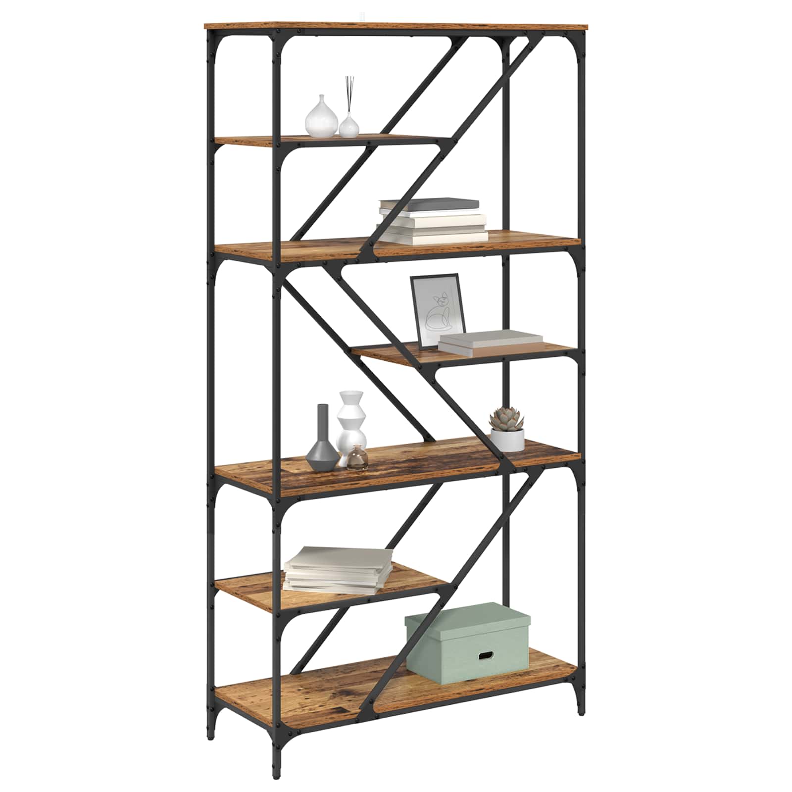Bogreol Gammelt træ 91 x 36 x 176 cm Konstrueret træ