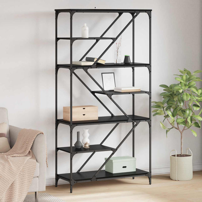 Bogreol 9 niveauer 91 x 36 x 176 cm Konstrueret træ Sort eg