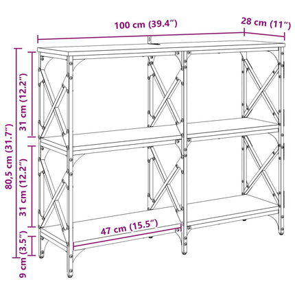 Konsolbord Sort eg 100 x 28 x 80,5 cm Konstrueret træ