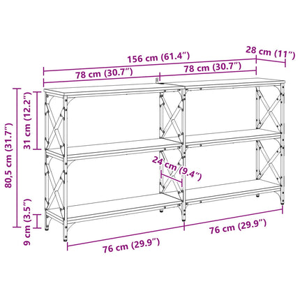 Konsolbord Sort eg 156 x 28 x 80,5 cm Konstrueret træ