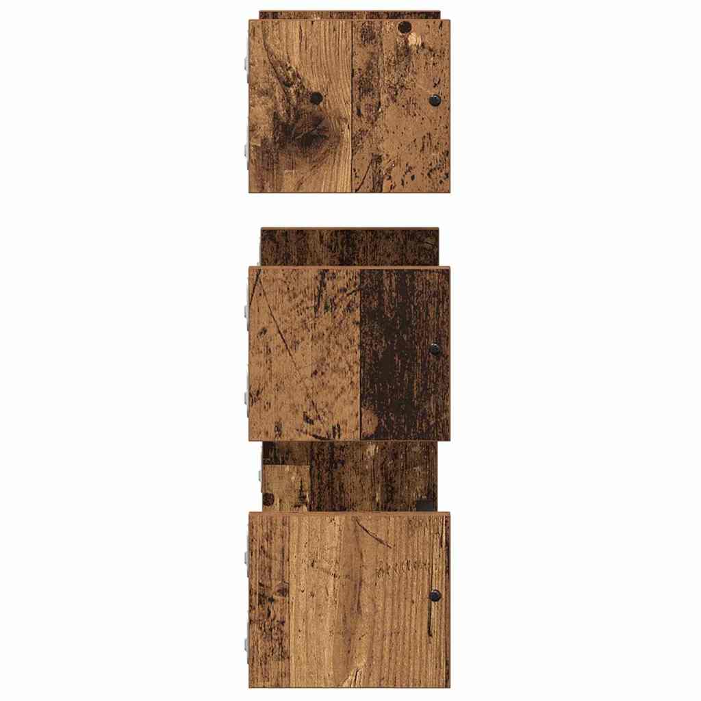 Væghyldesæt 3 pcs Gammelt træ 40x16x14cm Konstrueret træ