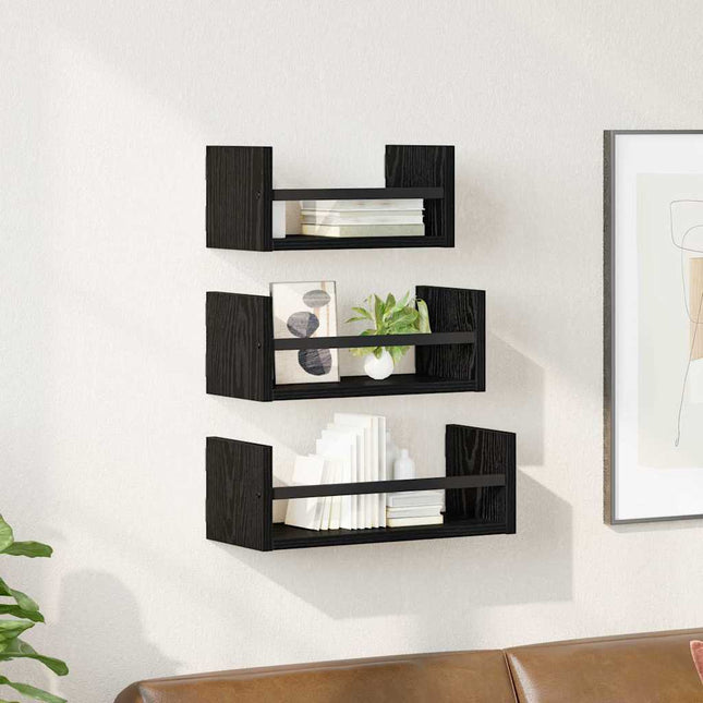 Væghyldesæt 3 stk. Sort eg 40x16x14cm Konstrueret træ