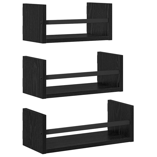 Væghyldesæt 3 stk. Sort eg 40x16x14cm Konstrueret træ