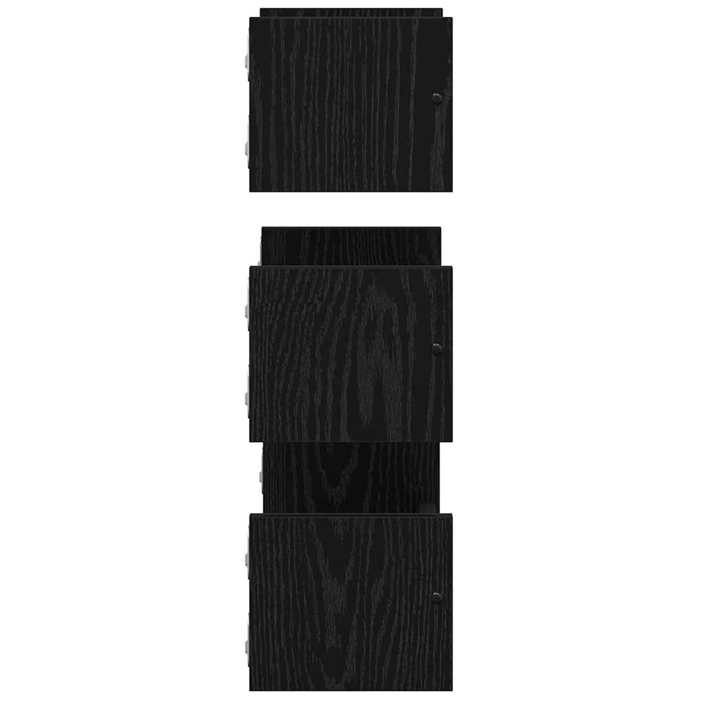 Væghyldesæt med hylde 3 pcs Sort eg 40x16x14cm Konstrueret træ