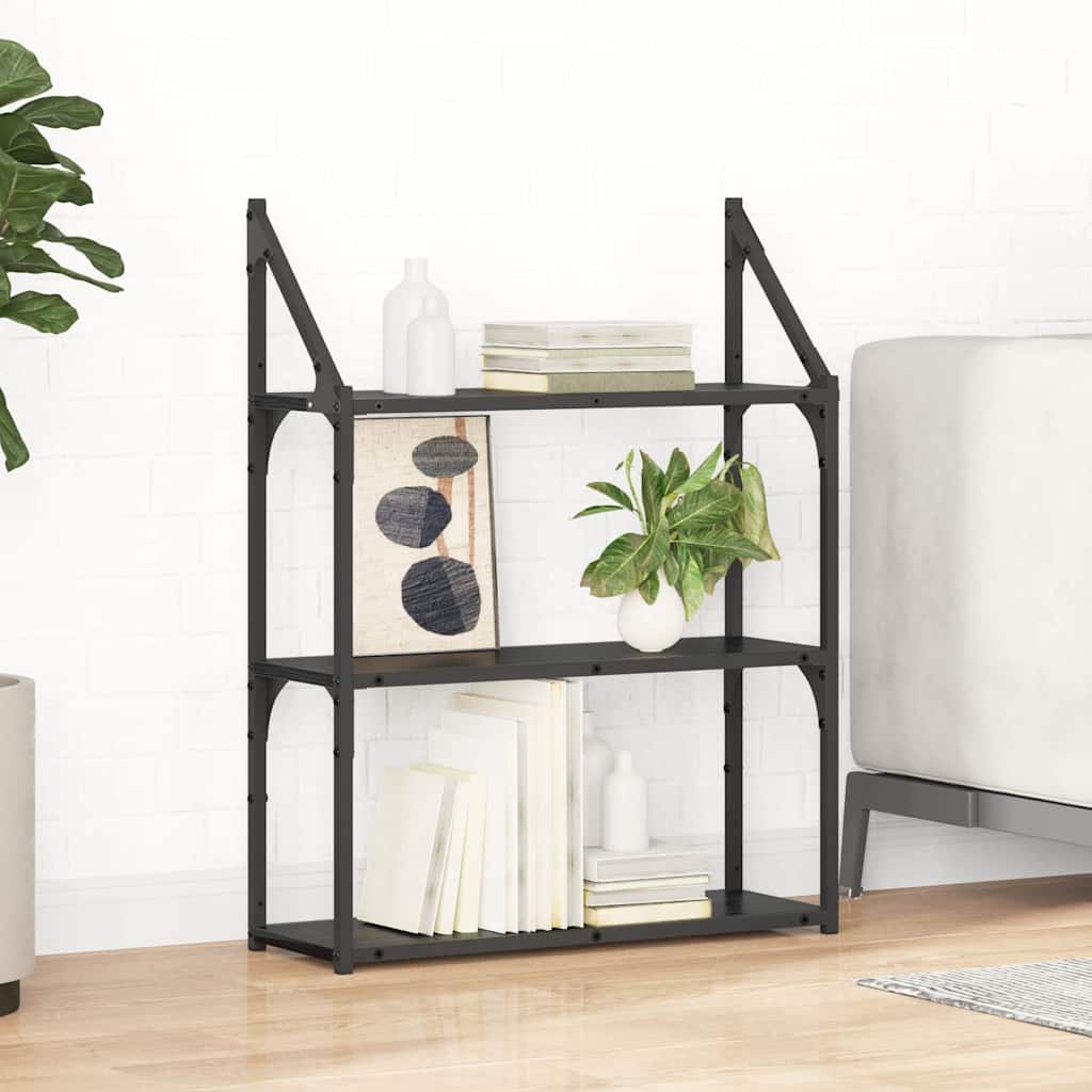 Væghylde med hylde Sort eg 60 x 21 x 78,5 cm Konstrueret træ
