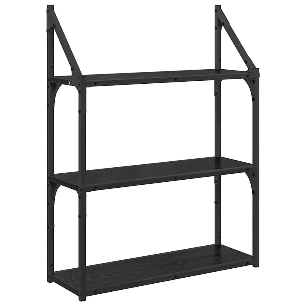 Væghylde med hylde Sort eg 60 x 21 x 78,5 cm Konstrueret træ
