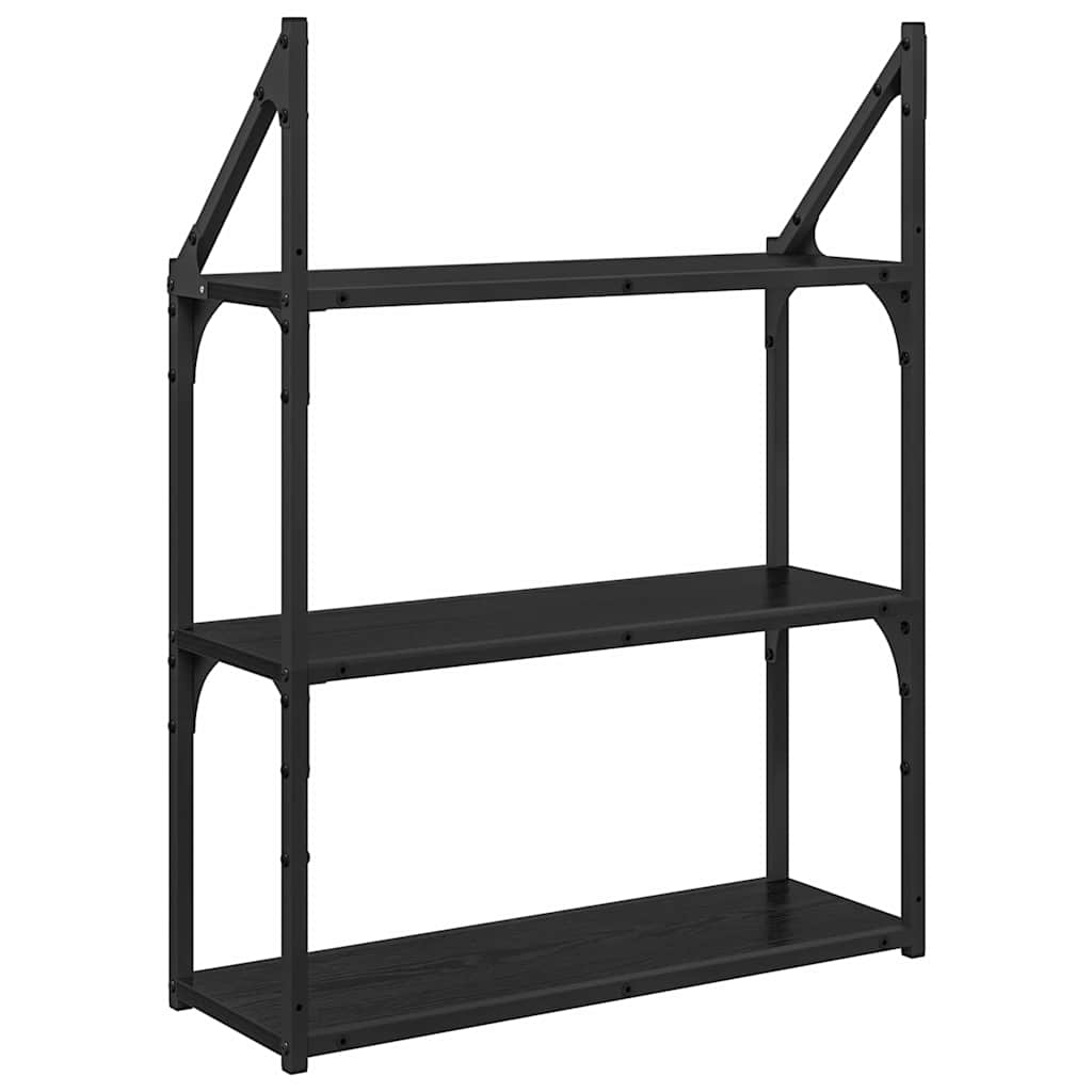 Væghylde med hylde Sort eg 60 x 21 x 78,5 cm Konstrueret træ