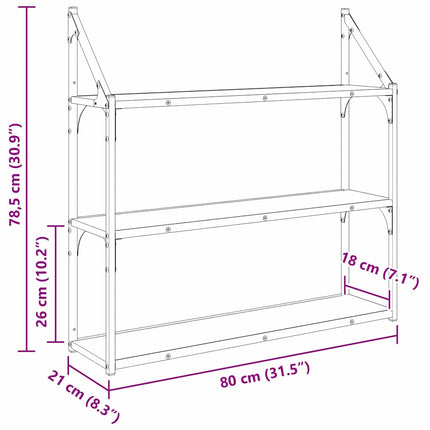 Væghylde Gammelt træ 80 x 21 x 78,5 cm Konstrueret træ