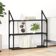 Væghylde med hylde Sort eg 80 x 21 x 78,5 cm Konstrueret træ