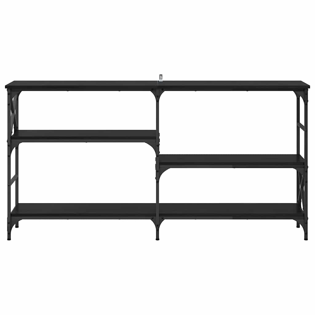 Konsolbord med hylde Sort eg 150 x 29 x 76,5 cm Konstrueret træ