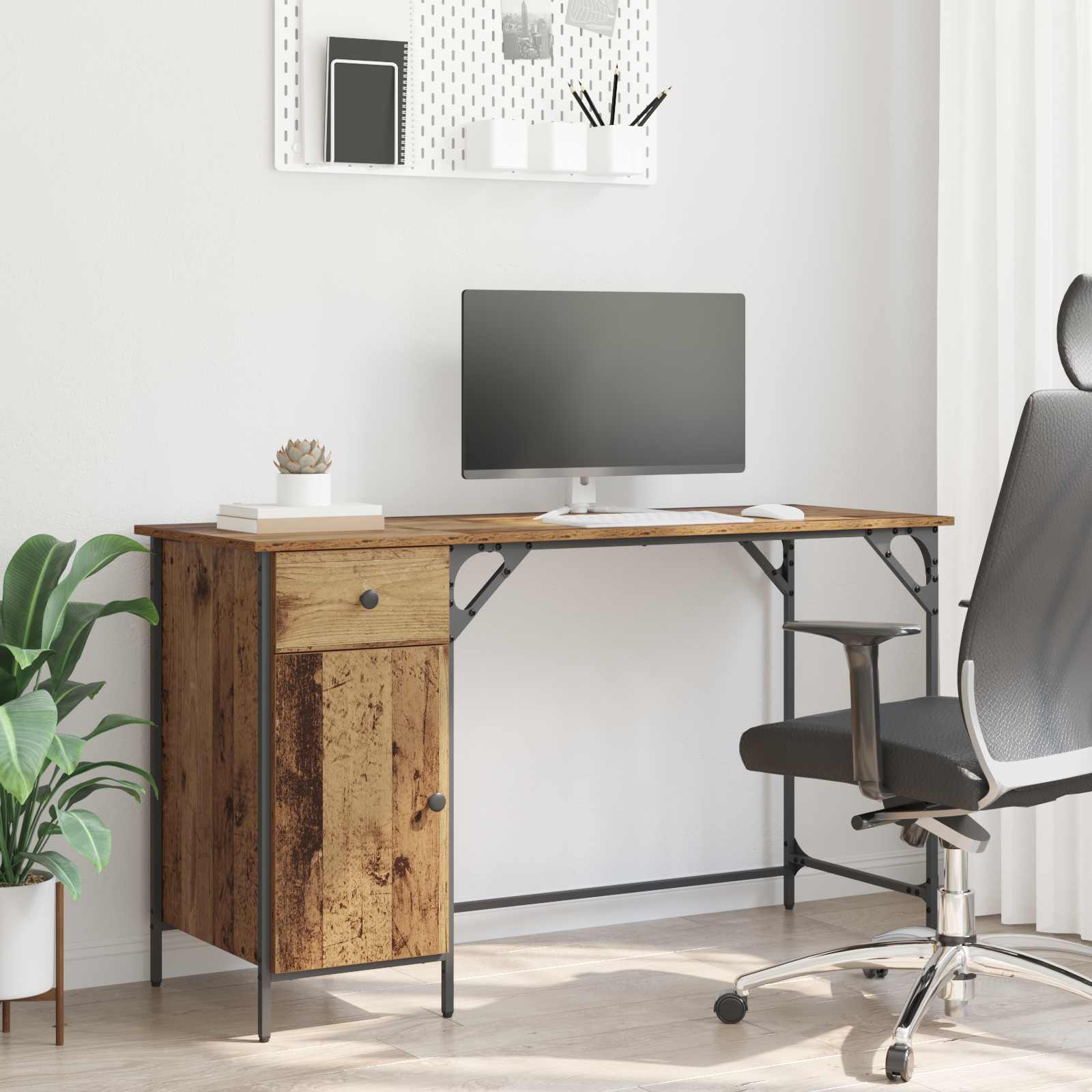Computerbord Gammelt træ Konstrueret træ 131 x 48 x 75 cm billede