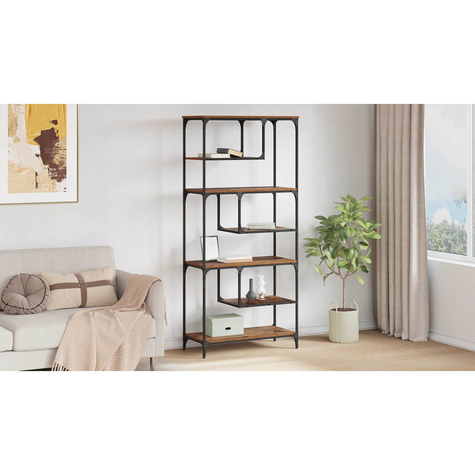 Bogreol Gammelt træ 81 x 36 x 176 cm Konstrueret træ