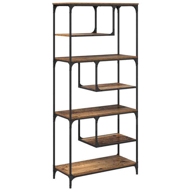 Bogreol 6 niveauer 81 x 36 x 176 cm Konstrueret træ Gammelt træ