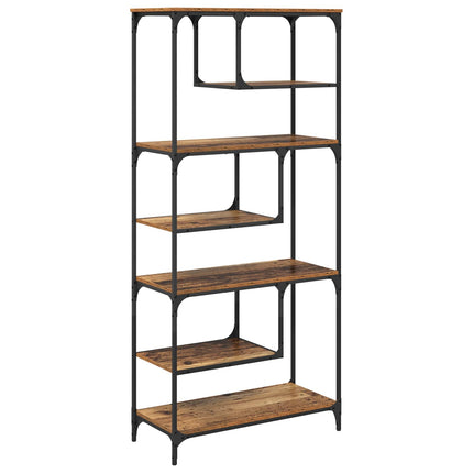 Bogreol 6 niveauer 81 x 36 x 176 cm Konstrueret træ Gammelt træ