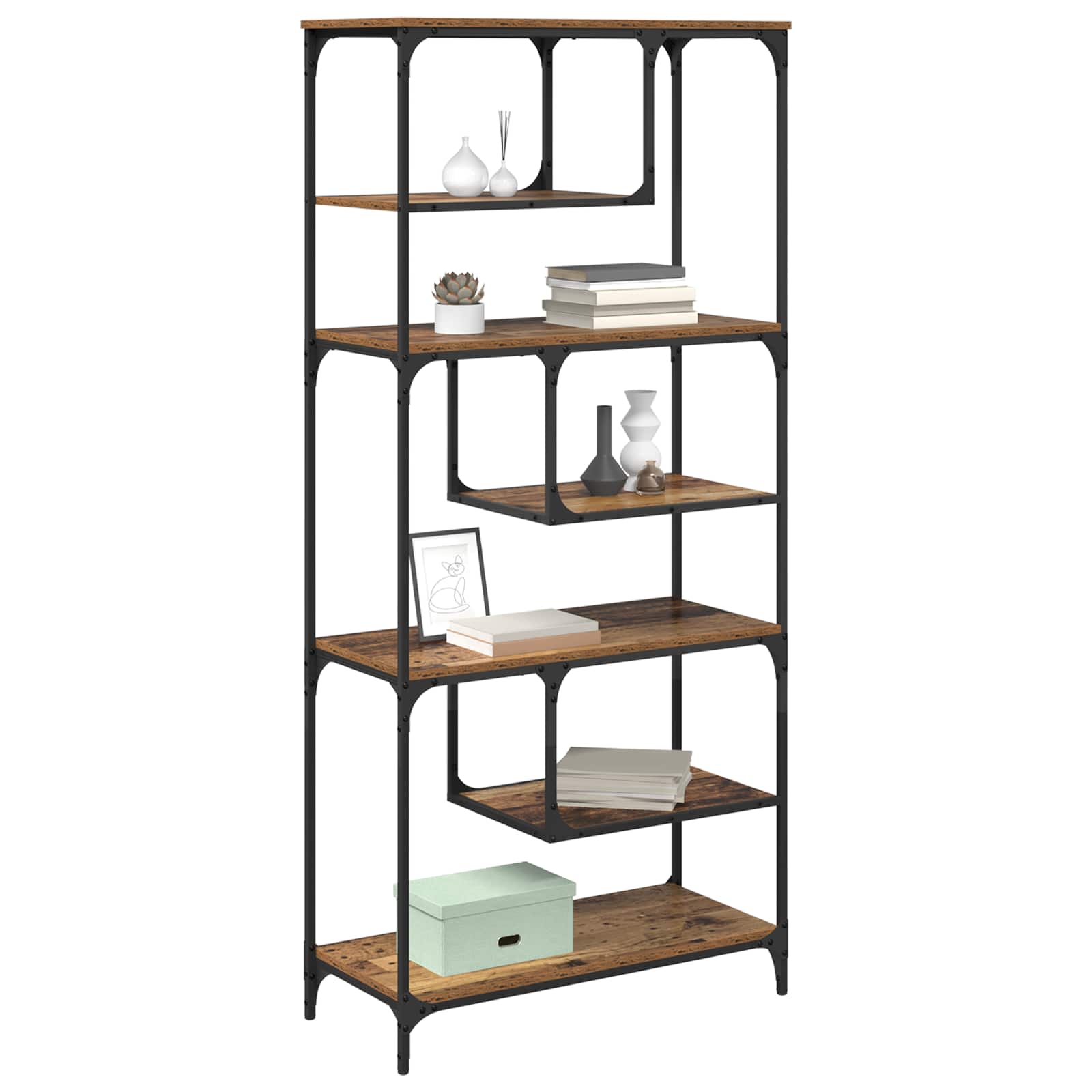 Bogreol Gammelt træ 81 x 36 x 176 cm Konstrueret træ