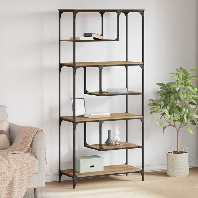 Bogreol 6 niveauer 81 x 36 x 176 cm Konstrueret træ artisan eg