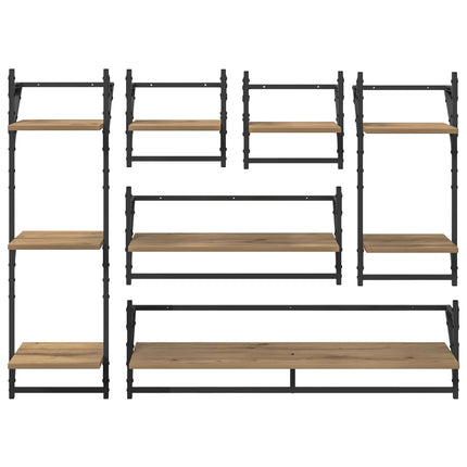 Væghyldesæt Vægmonteret 6 pcs Artisan Egetræ 100 x 25 x 30 cm