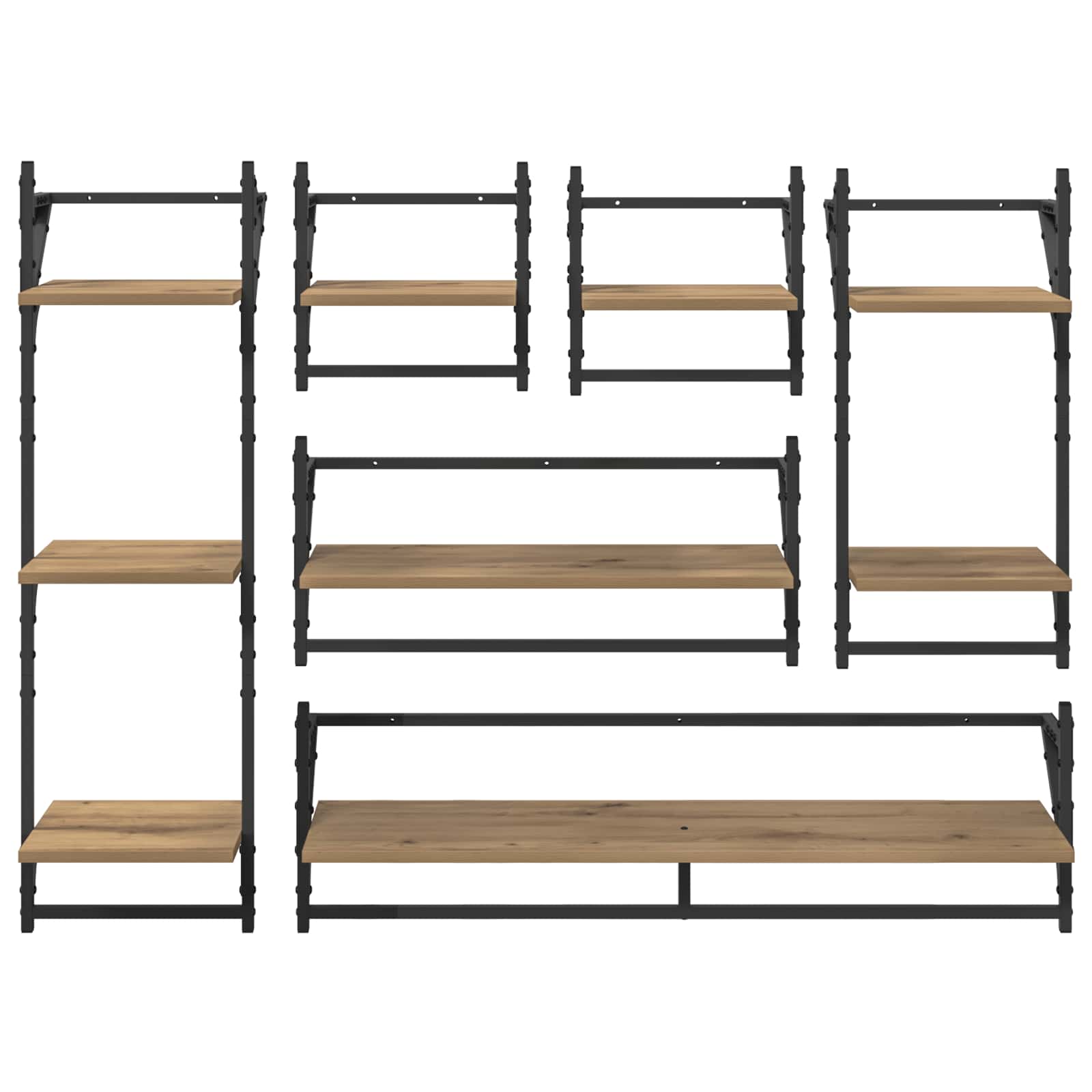 Væghyldesæt med hylde 6 pcs Artisan Egetræ 100 x 25 x 30 cm