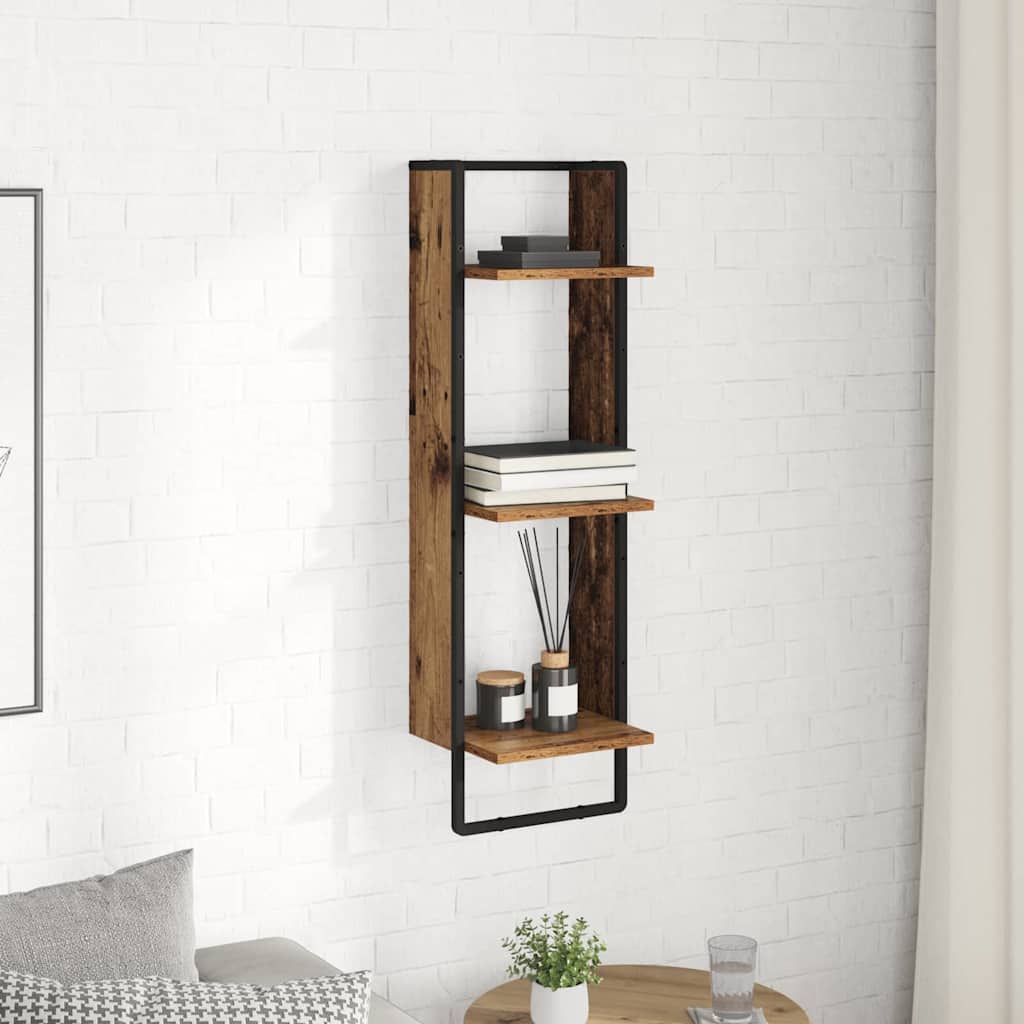 Væghylde med hylde Gammelt træ 30 x 25 x 100 cm Konstrueret træ