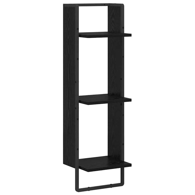 Væghylde med hylde Sort eg 30 x 25 x 100 cm Konstrueret træ
