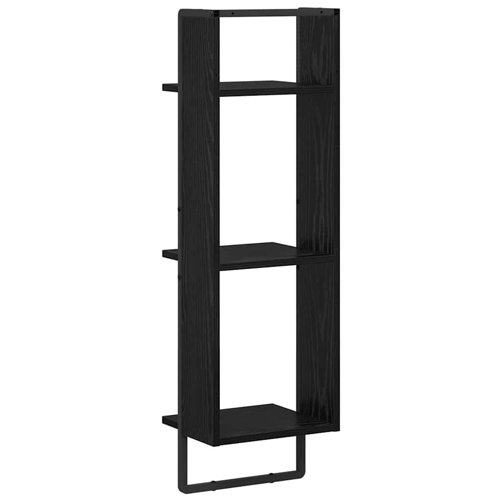 Væghylde med hylde Sort eg 30 x 25 x 100 cm Konstrueret træ