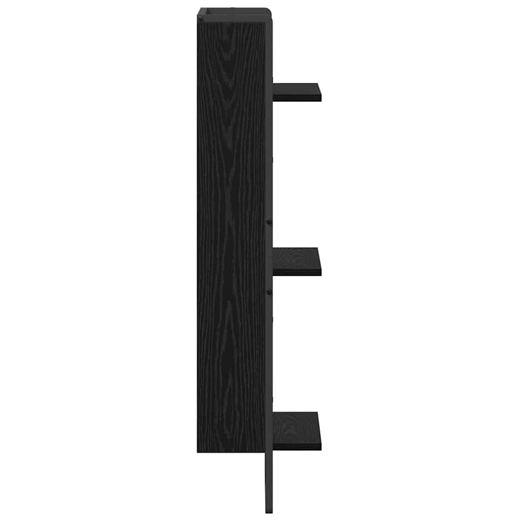 Væghylde med hylde Sort eg 30 x 25 x 100 cm Konstrueret træ