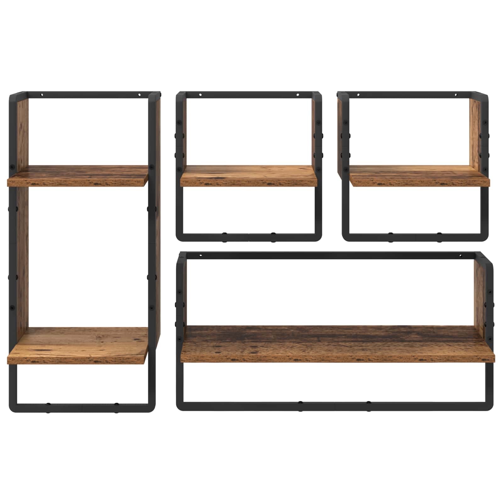 Væghyldesæt 4 pcs Gammelt træ 65 x 25 x 30 cm Konstrueret træ