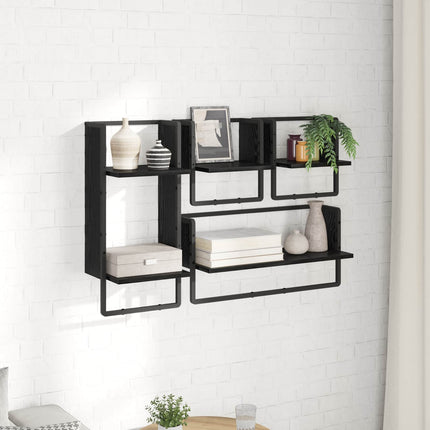 Væghyldesæt 4 pcs Sort eg 65 x 25 x 30 cm Konstrueret træ