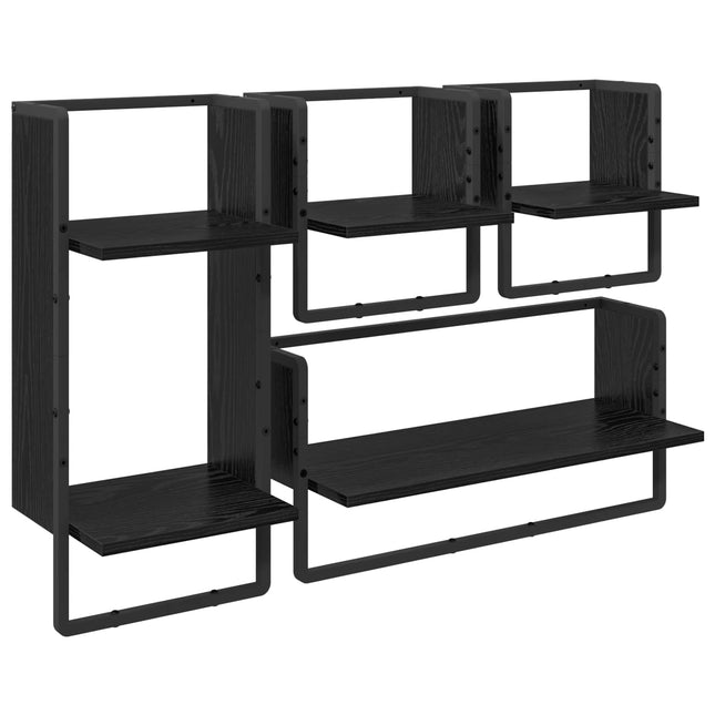 Væghyldesæt 4 pcs Sort eg 65 x 25 x 30 cm Konstrueret træ