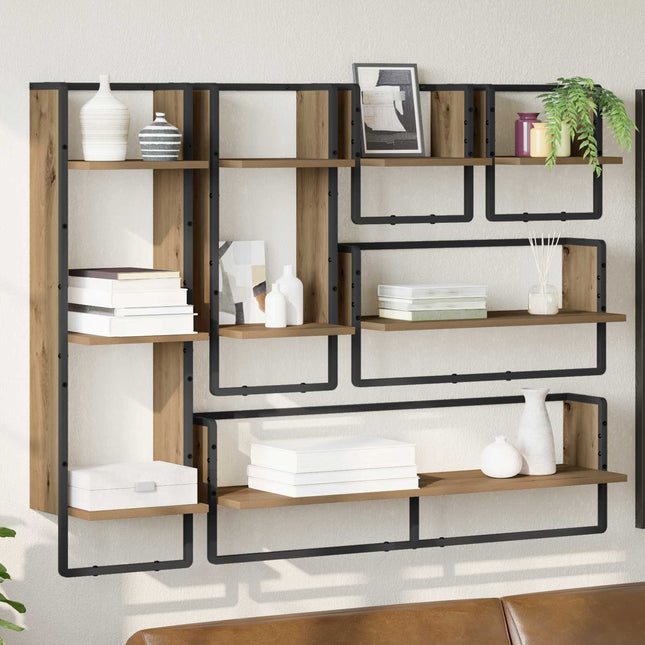 Væghyldesæt med hylde 6 pcs Artisan Egetræ 100 x 25 x 30 cm