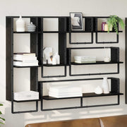 Væghyldesæt 6 pcs Sort eg 100 x 25 x 30 cm Konstrueret træ