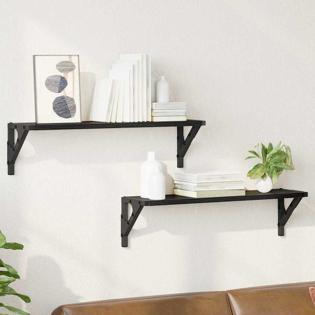 Væghylder 2 stk. Sort eg 60 x 15 x 15,5 cm Konstrueret træ