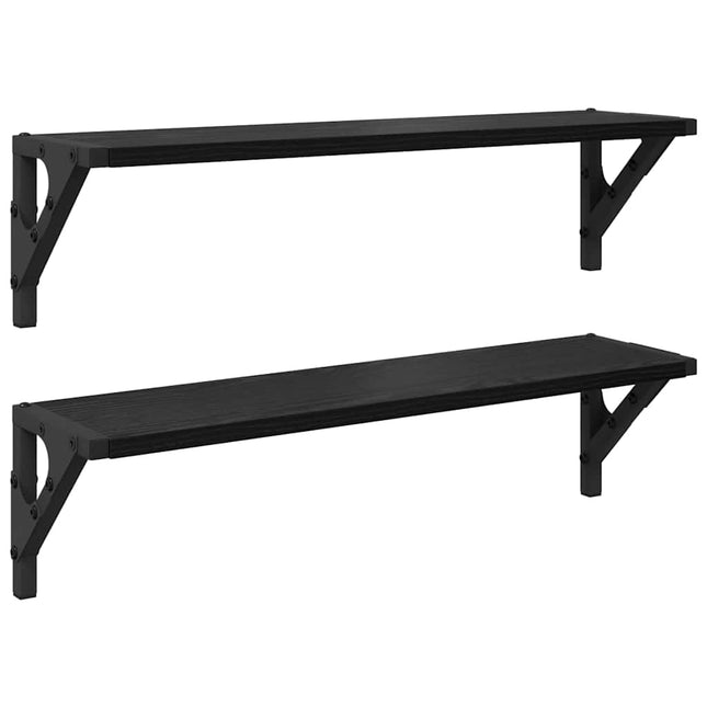Væghylder 2 pcs Sort eg 60 x 15 x 15,5 cm Konstrueret træ