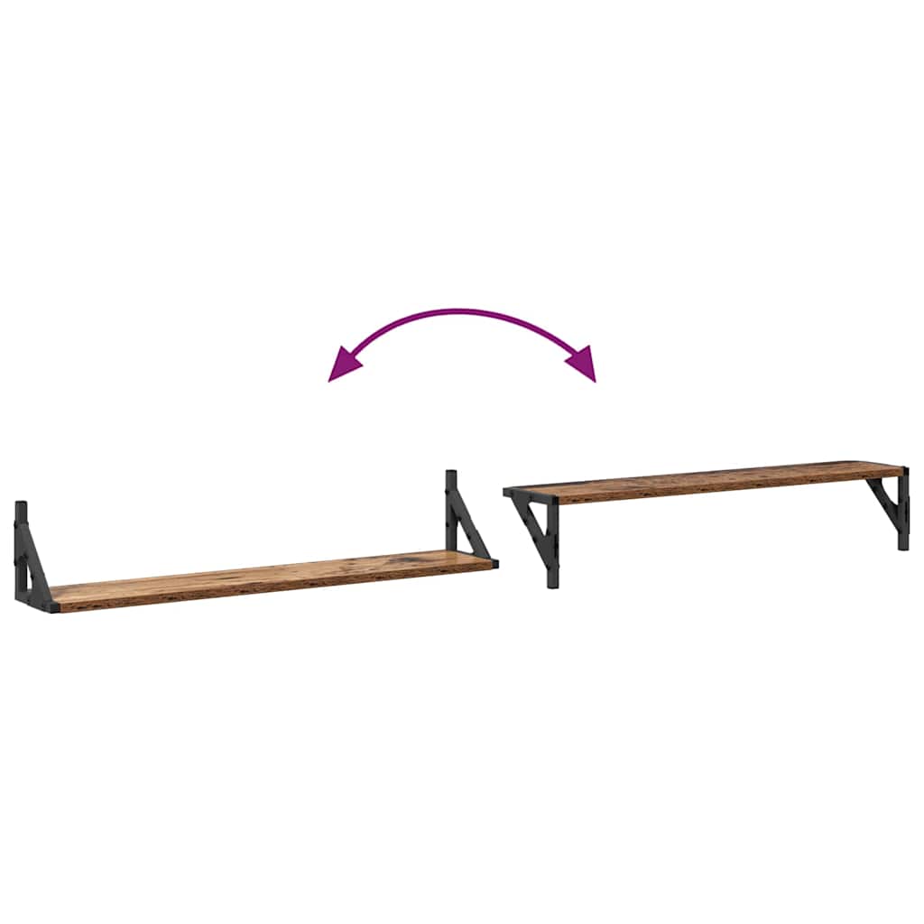Væghylder 2 pcs Gammelt træ 80 x 15 x 15,5 cm Konstrueret træ