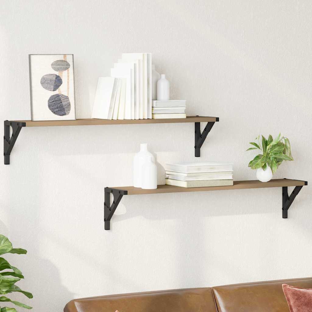 Væghylder med hylde 2 pcs Artisan Egetræ 80 x 15 x 15,5 cm