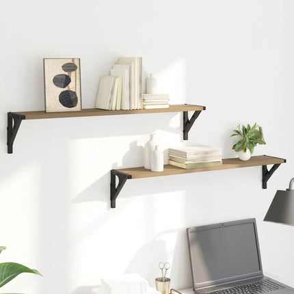 Væghylder med hylde 2 pcs Artisan Egetræ 80 x 15 x 15,5 cm